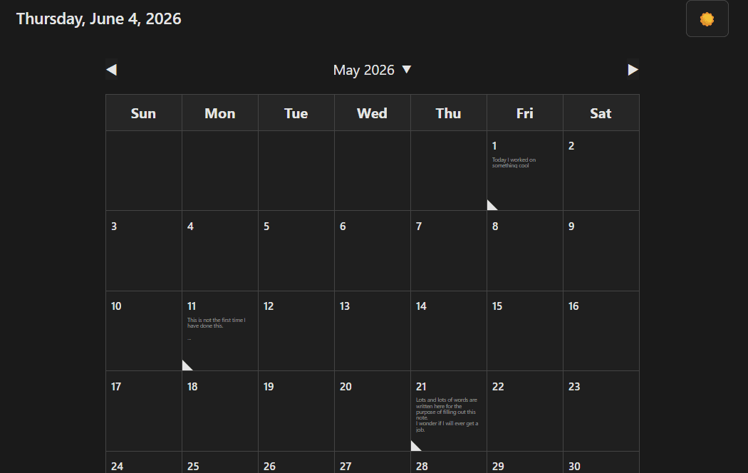 Daily Notes page preview