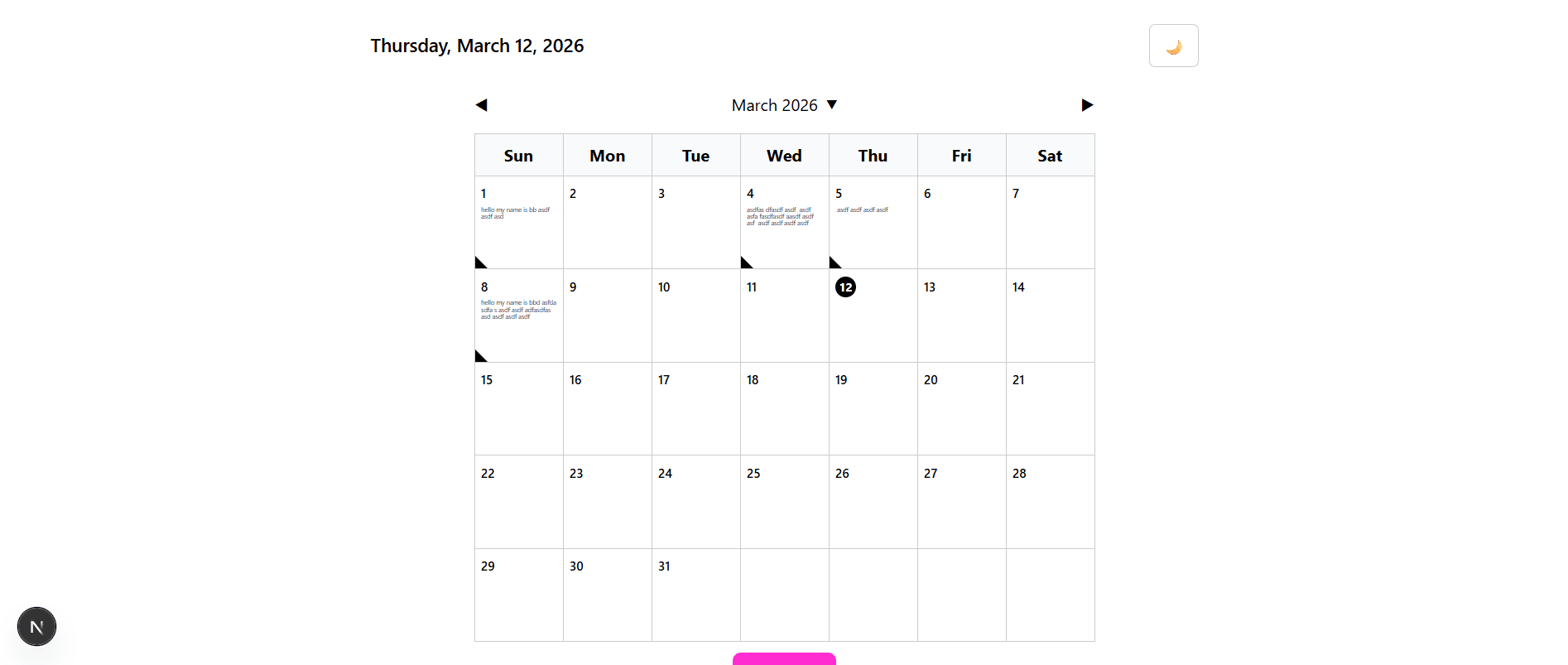 Daily Notes page preview